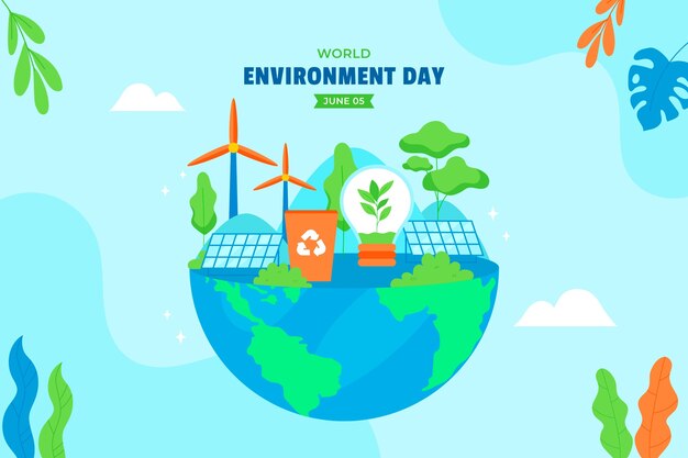 Flat background for world environment day celebration