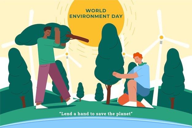 세계 환경의 날 축하를 위한 평평한 배경