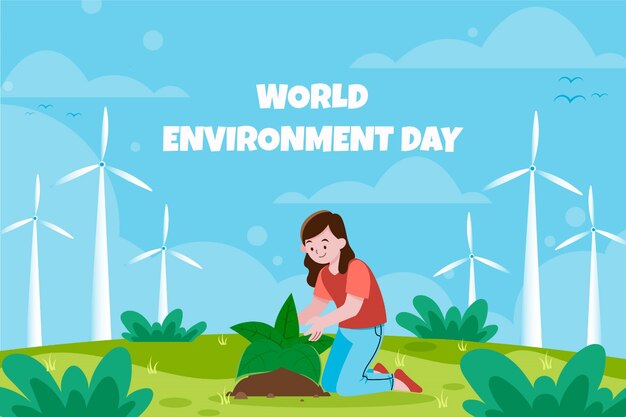 Плоский фон для празднования всемирного дня окружающей среды