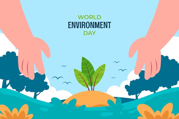 Free vector flat background for world environment day celebration