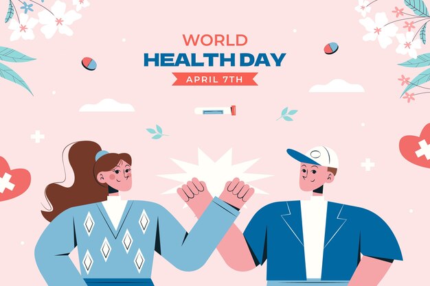 세계 보건의 날 축하를 위한 평평한 배경