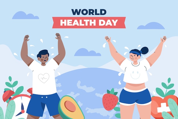 Плоский фон для празднования всемирного дня здоровья