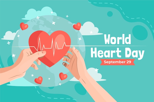 Free vector flat background for world heart day awareness