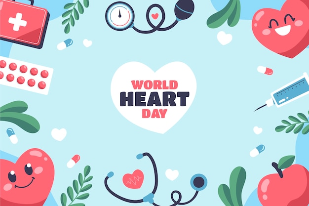 Free vector flat background for world heart day awareness