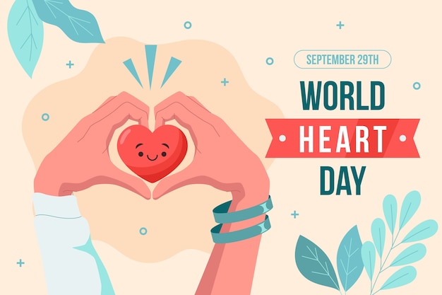 Free vector flat background for world heart day awareness