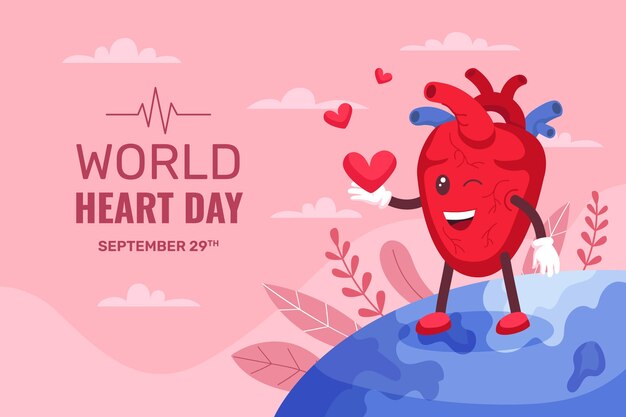 Flat background for world heart day awareness