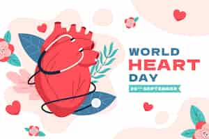 Free vector flat background for world heart day awareness