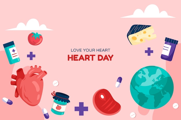 Free vector flat background for world heart day awareness