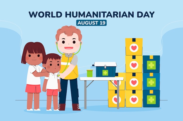 Плоский фон для празднования всемирного дня гуманитарной помощи