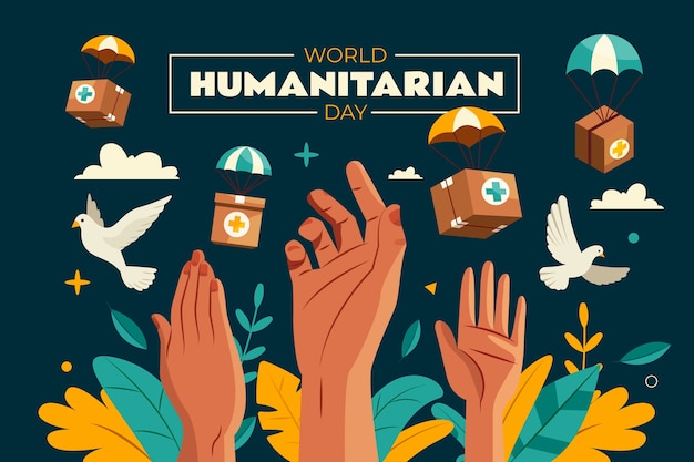 Flat background for world humanitarian day