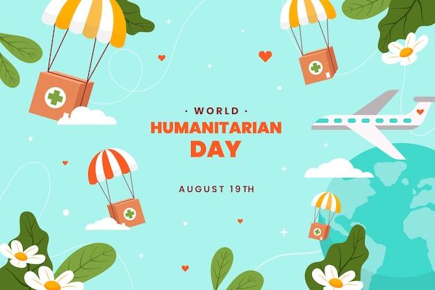 Flat background for world humanitarian day