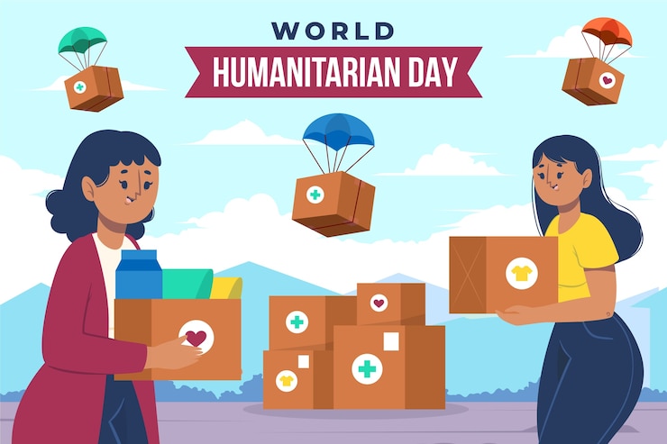 मुफ़्त वेक्टर flat background for world humanitarian day