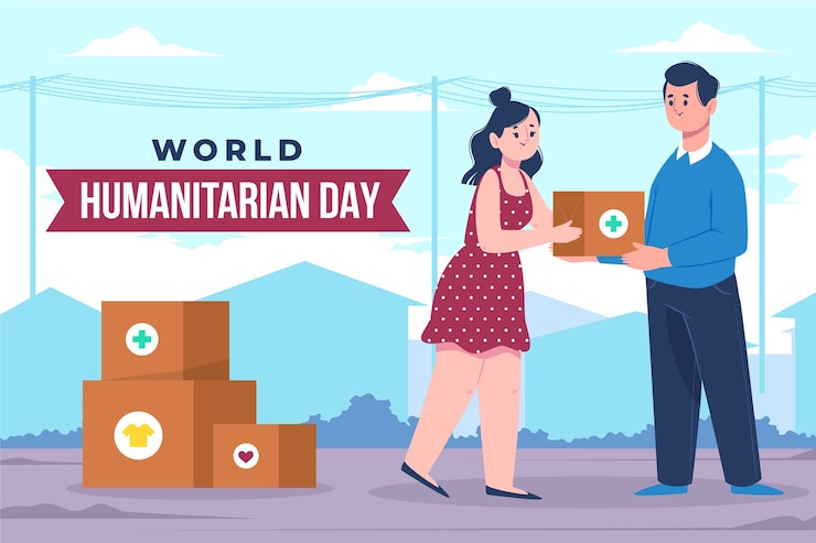 मुफ़्त वेक्टर flat background for world humanitarian day