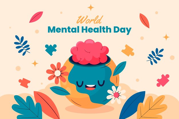 Flat background for world mental health day awareness