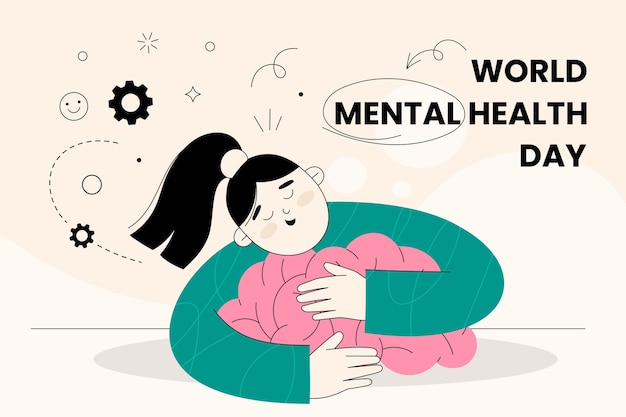 flat background for world mental health day awareness