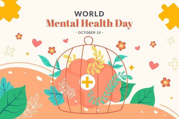 flat background for world mental health day