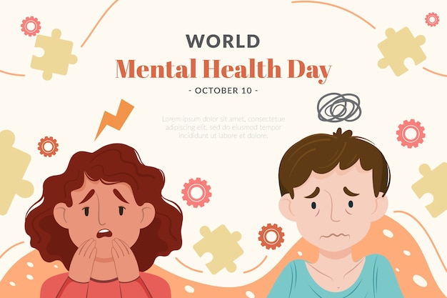 flat background for world mental health day