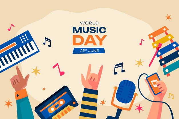 Free vector flat background for world music day celebration