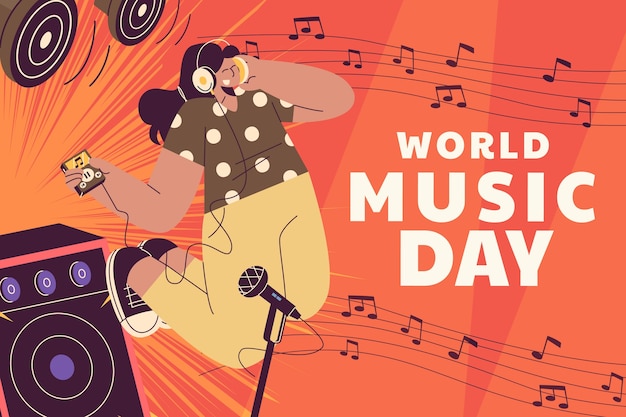 Free vector flat background for world music day celebration