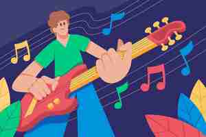 Free vector flat background for world music day celebration