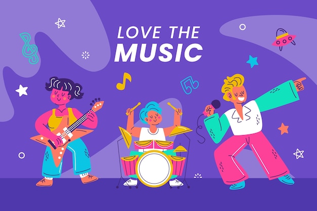 Free vector flat background for world music day celebration