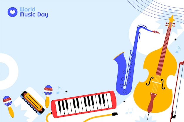 Free vector flat background for world music day celebration