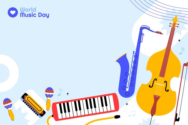 flat background for world music day celebration
