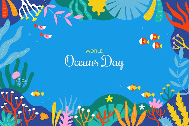 Free vector flat background for world oceans day celebration