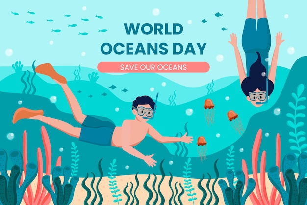 flat-background-world-oceans-day-celebra