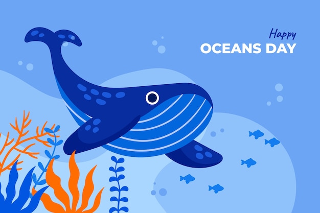 Flat background for world oceans day celebration