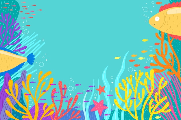 Free vector flat background for world oceans day celebration