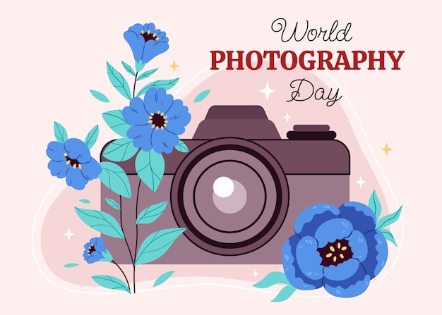 Free vector flat background for world photography day celebration