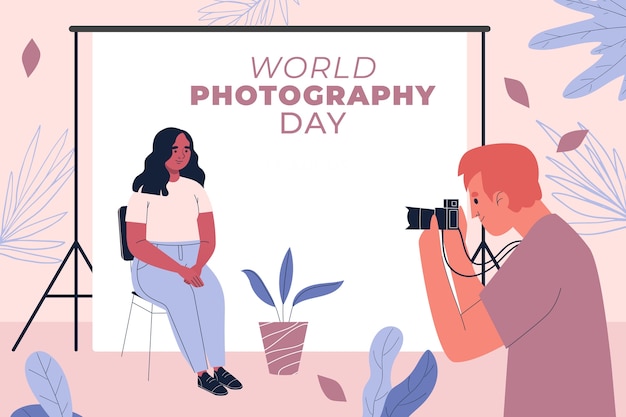 Free vector flat background for world photography day