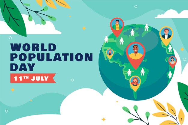 세계 인구의 날 인식을 위한 평평한 배경