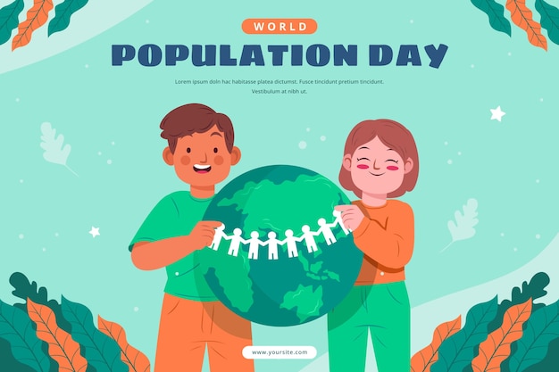 세계 인구의 날을 위한 평평한 배경