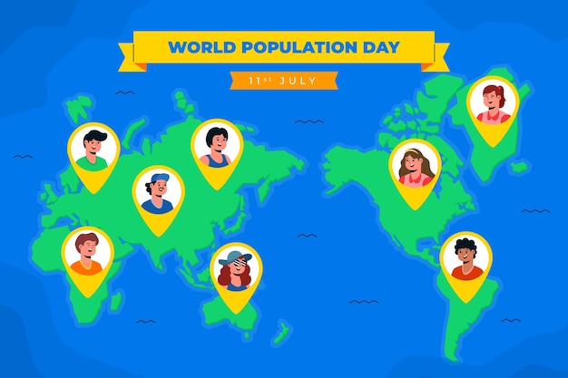 Free vector flat background for world population day