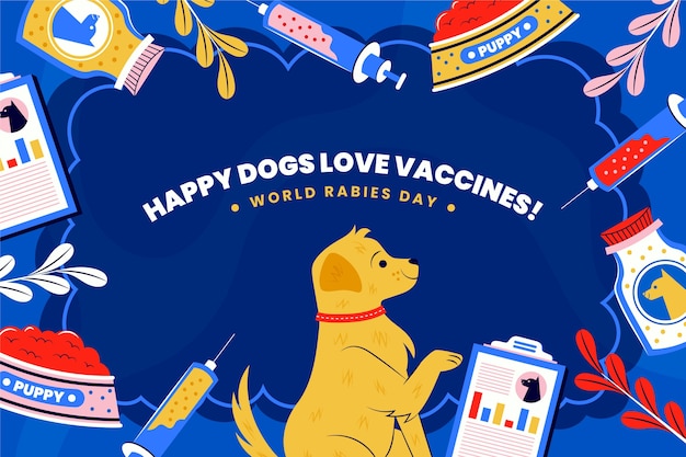 Flat background for world rabies day