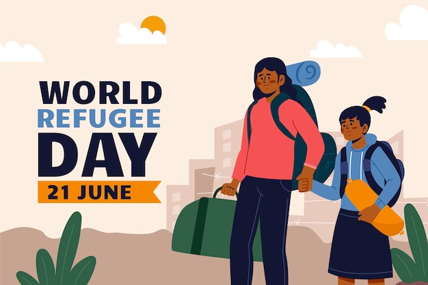 Free vector flat background for world refugee day