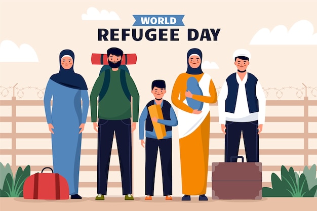 Flat background for world refugee day