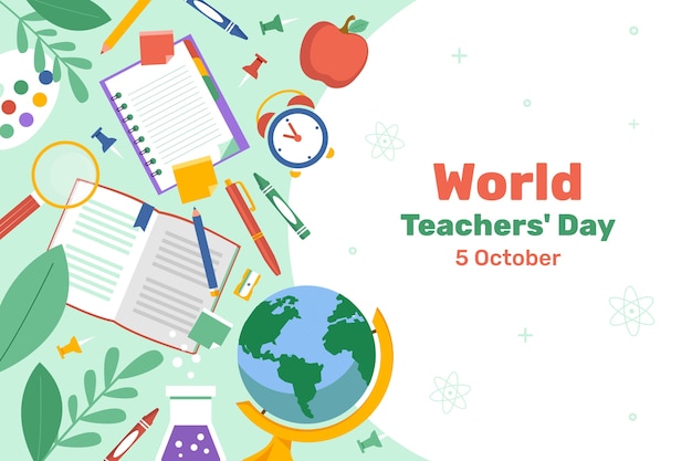 Free vector flat background for world teacher's day celebration