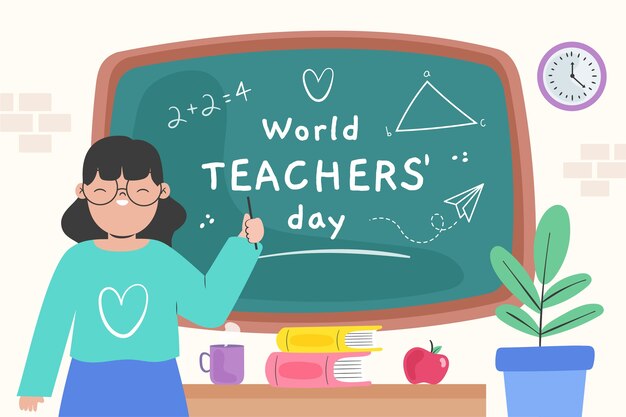 세계 교사 의 날 축하 의 평평 한 배경