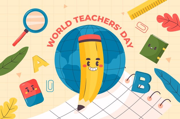 Flat background for world teacher's day celebration