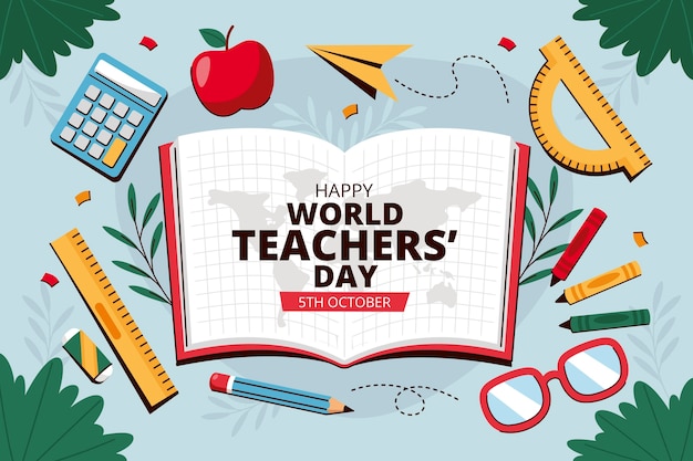 Free vector flat background for world teachers day