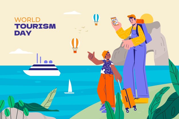 Flat background for world tourism day celebration