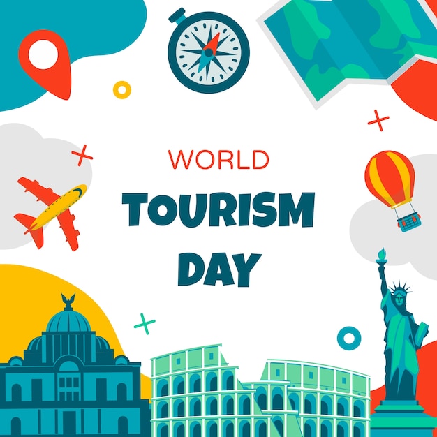 Free vector flat background for world tourism day celebration