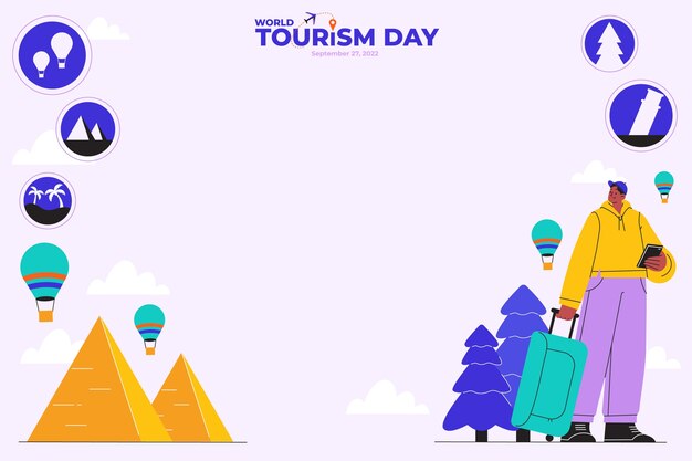 Free vector flat background for world tourism day celebration