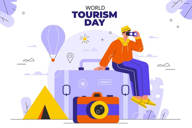 Flat background for world tourism day celebration