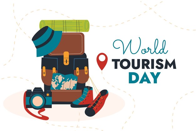 flat background for world tourism day celebration