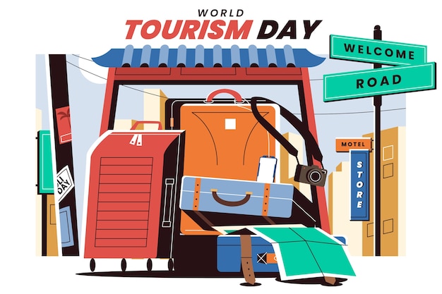 Flat background for world tourism day celebration