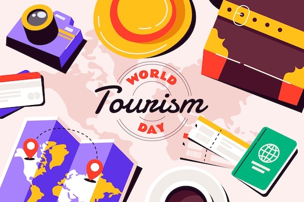 Flat background for world tourism day celebration